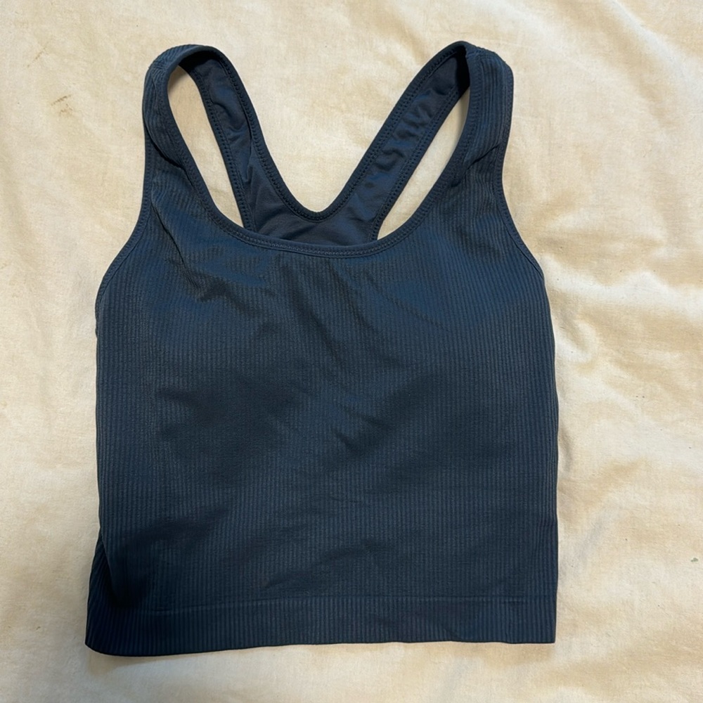Navy blue padded workout top